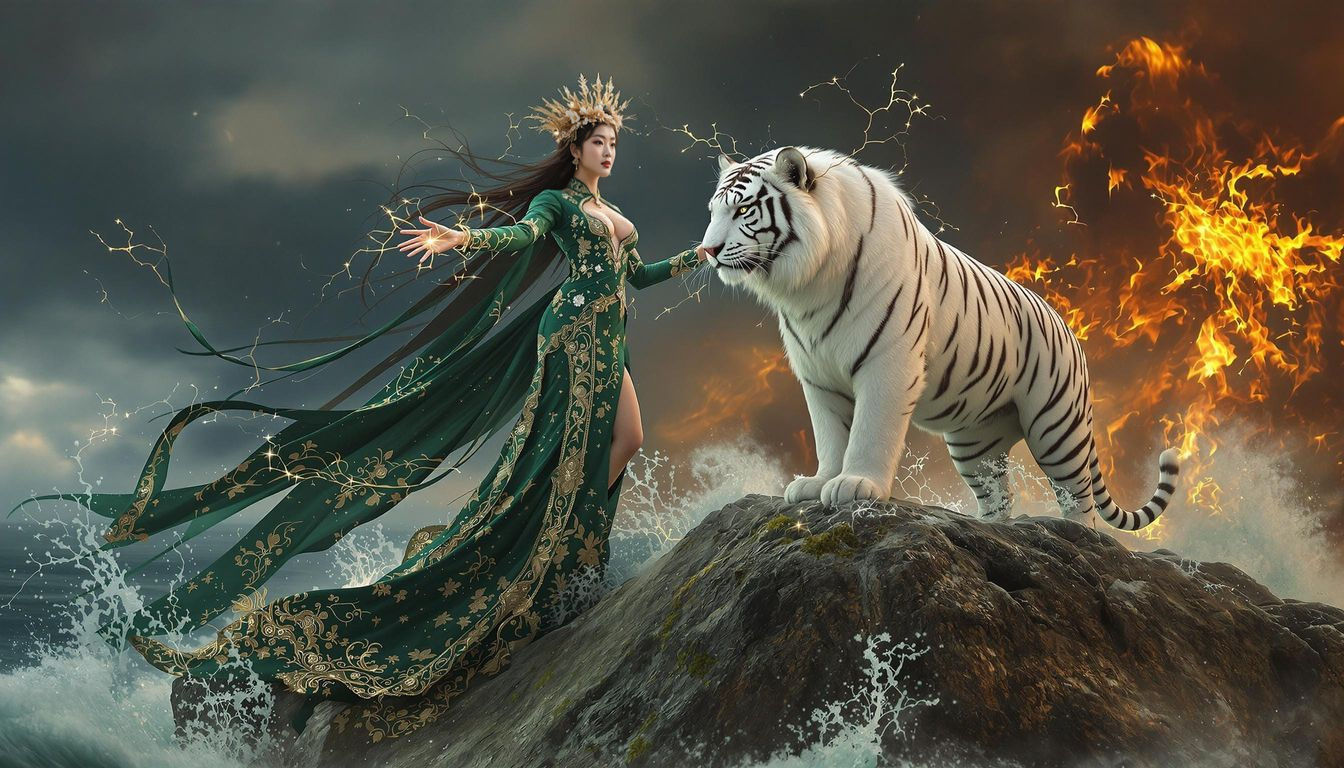 Gothic Fantasy Queen Weaves Elemental Magic in Dark Realm