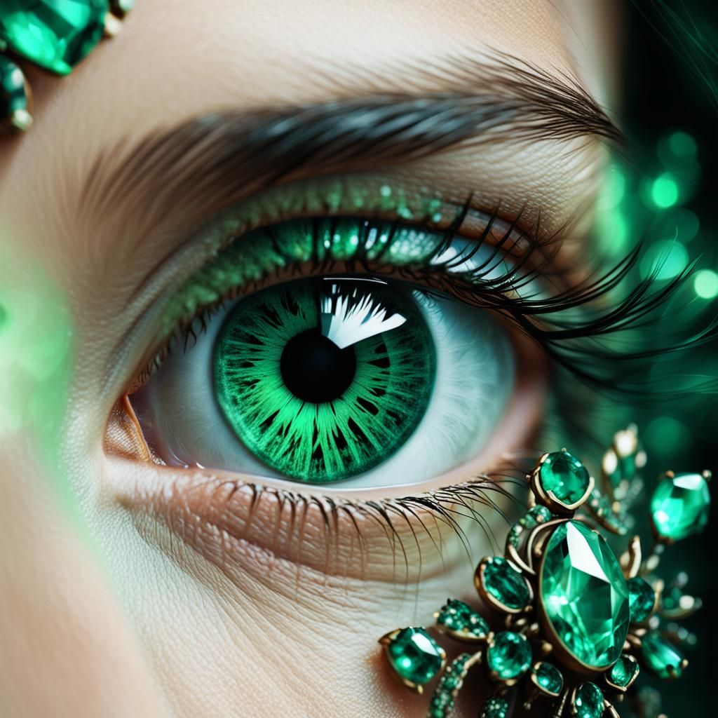 A beautiful emerald green eyes with exquisite fantasy detail...