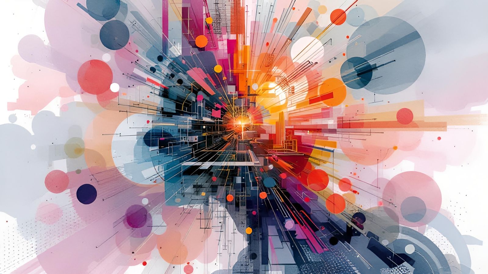 Surreal Abstract Cityscape with Radiant Patterns