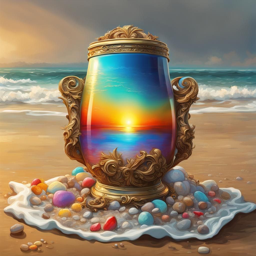 Holy Grail Washed Up on Beach: Digital Art