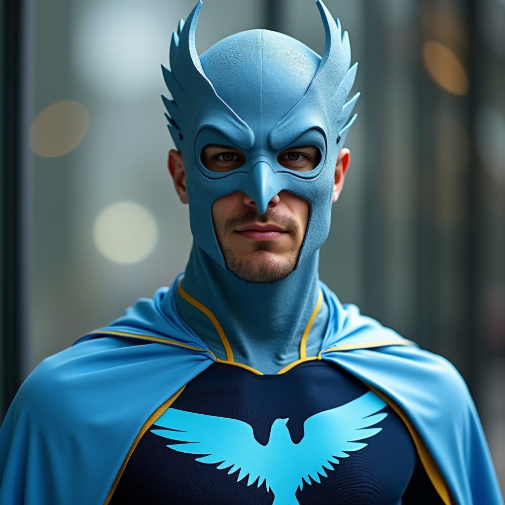 Falcon Hero in Blue and Yellow Costume