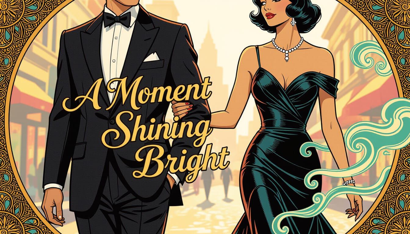 Stylish Couple in Sunny City, Art Deco Overlay