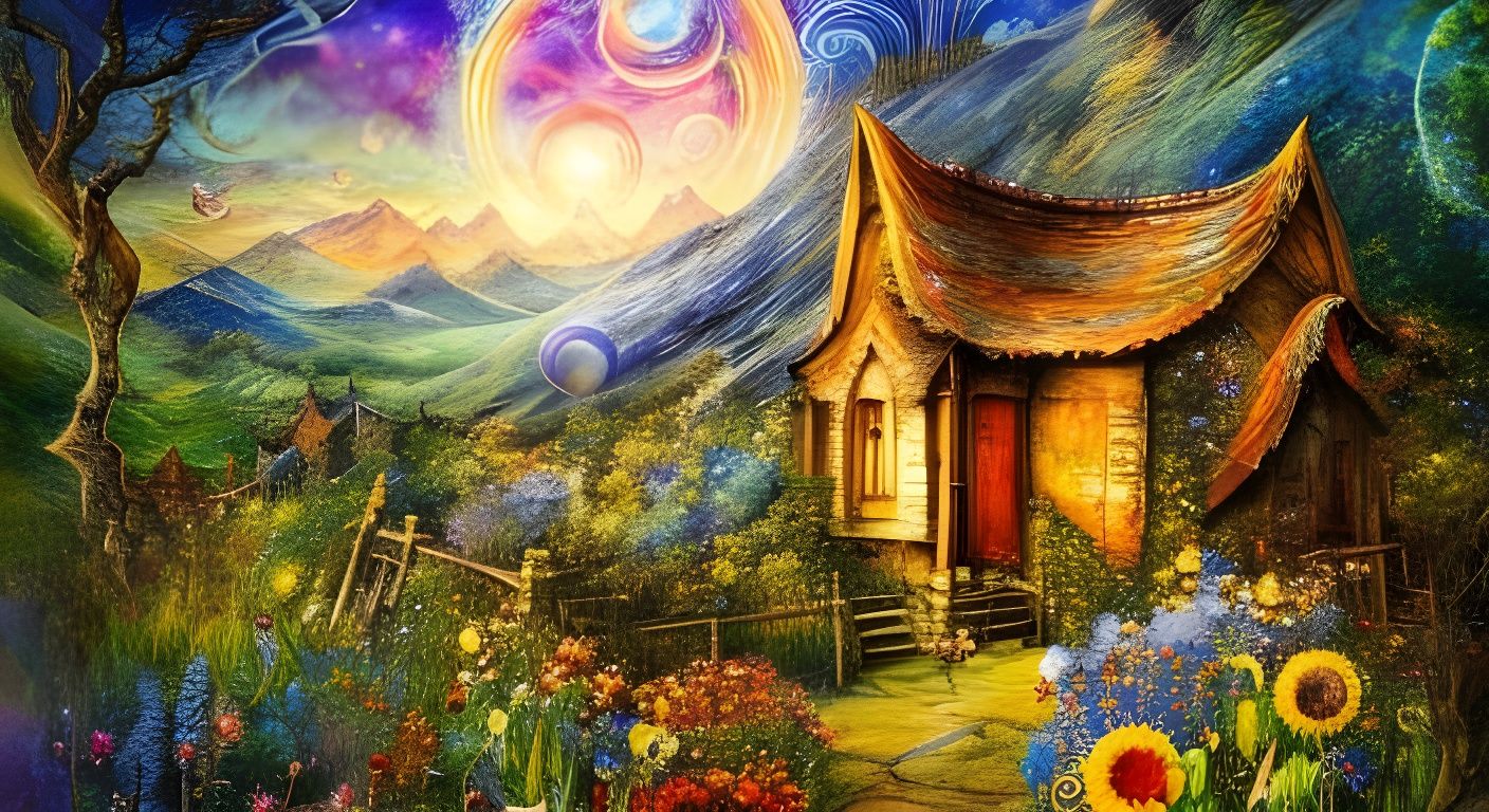 Watercolor Cottage Garden at Sunrise by Keiko Tanabe