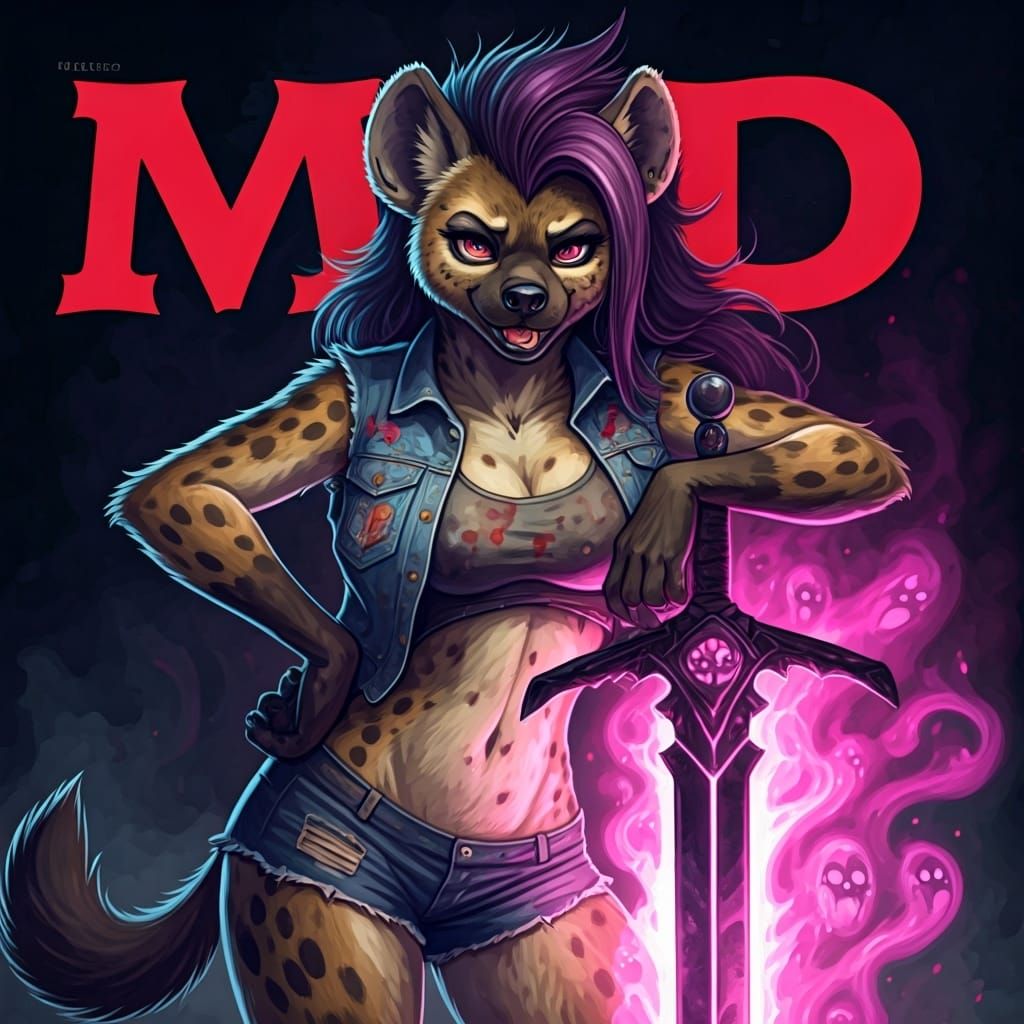 Anthropomorphic Hyena Illustration in Watercolor Style