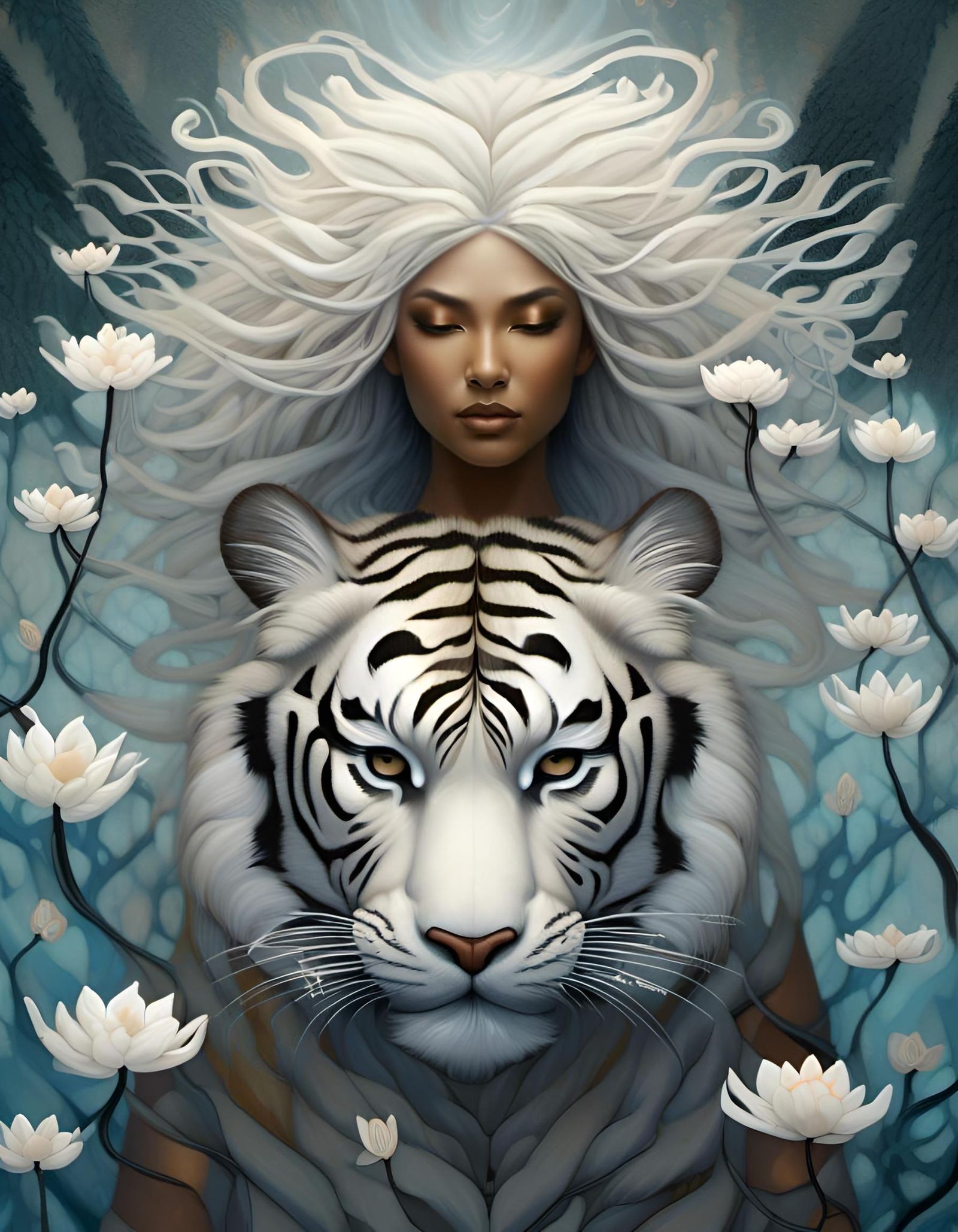 The white-haired maiden and her tiger familiar