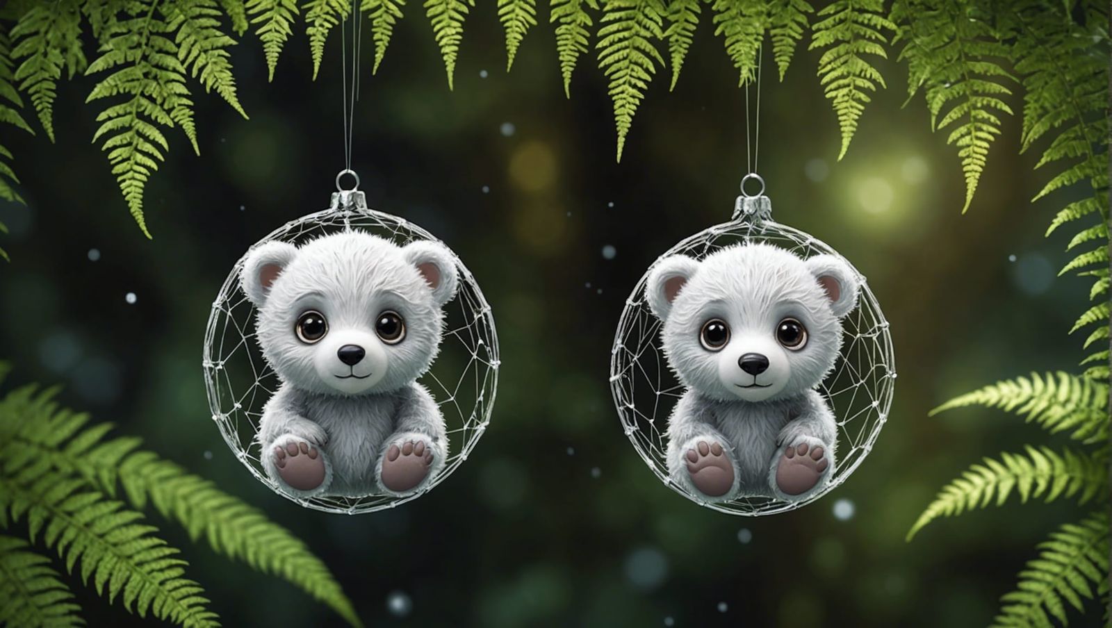 Cute Arctic Bear with Dewdrops, Digital Art
