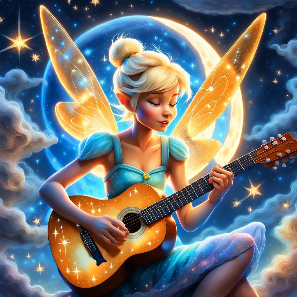 Tinkerbell Serenades on Lightning Moon: Digital Art