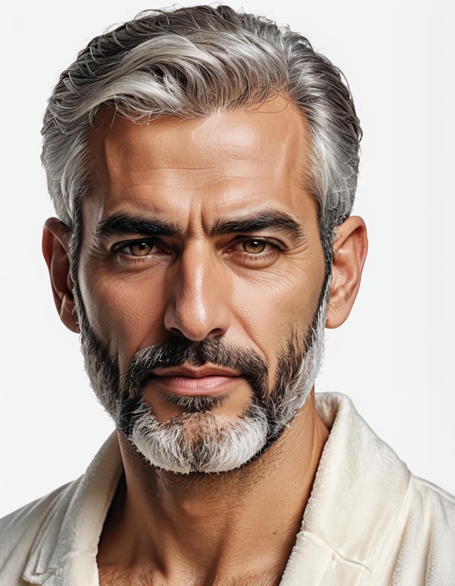 Elegant Portrait of Bearded Man in Oil Painting Realism