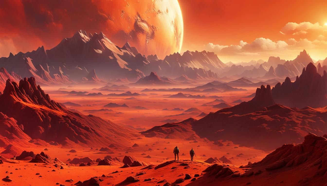 Martian Landscape at Sunset in Atmospheric Style