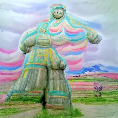 Monumental Mongolian Statue on Summer Steppes
