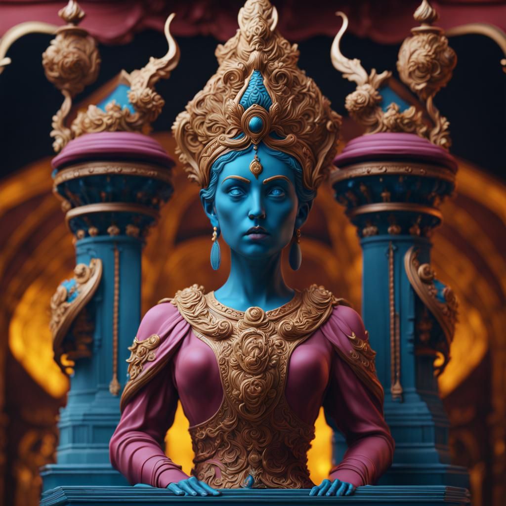 Detailed Plasticine Statue: Fantastical Art