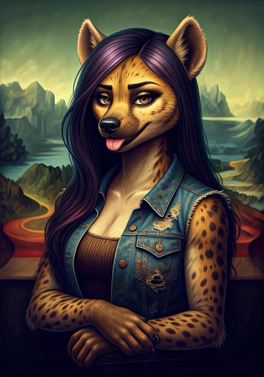 Mona Lisa as a Stylish Hyena Woman