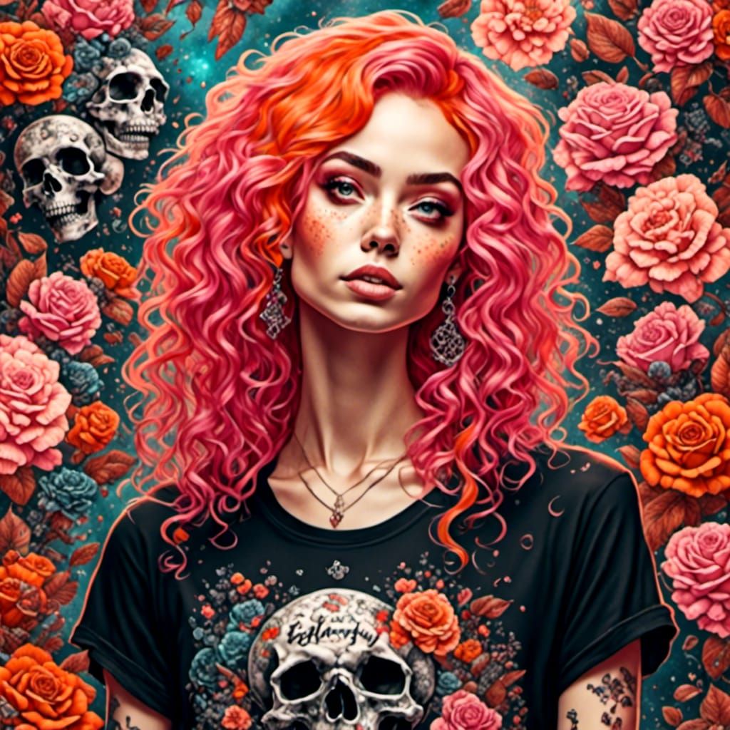 Woman in Ed Hardy Style with Skull Sweatpants