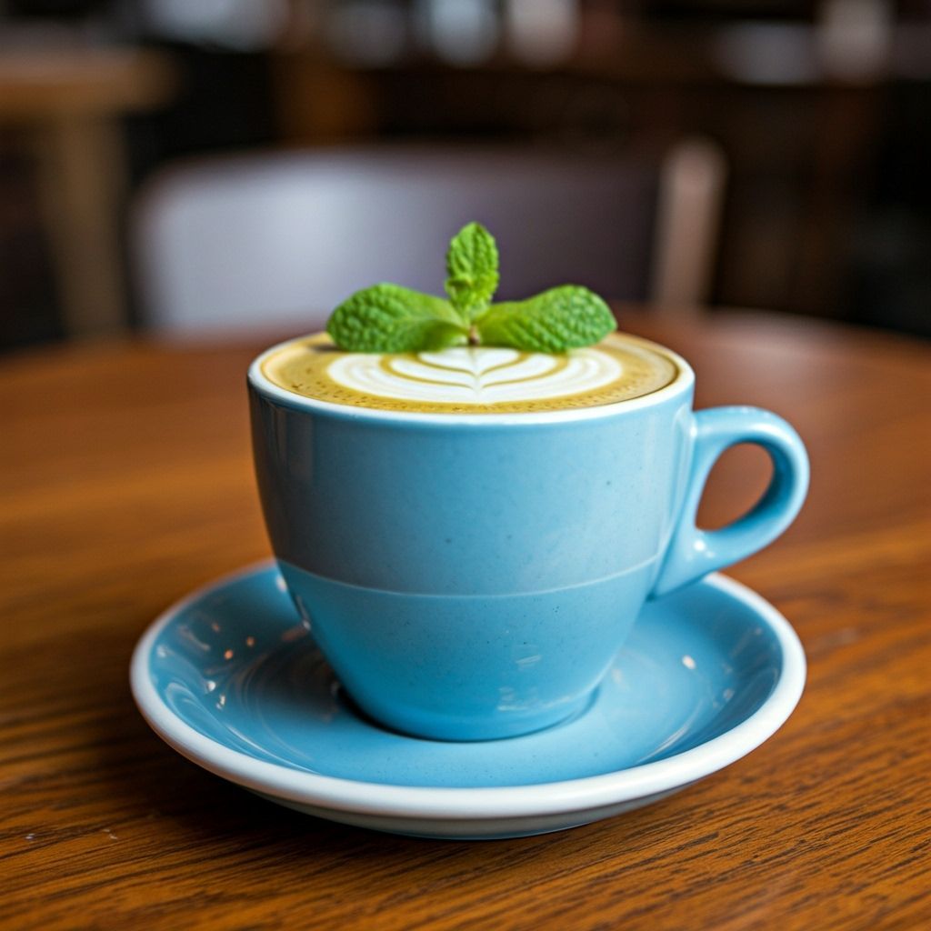 A Cup of Mint Coffee on a Table