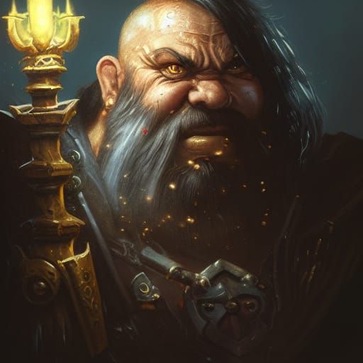 Warhammer Slayer Dwarf Portrait in Hyperdetailed Style