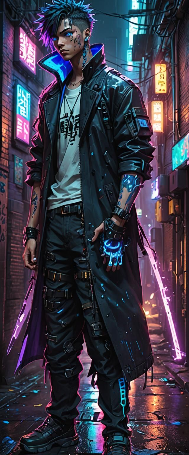 Dabi in Cyberpunk Alleyway: 3D Anime Art