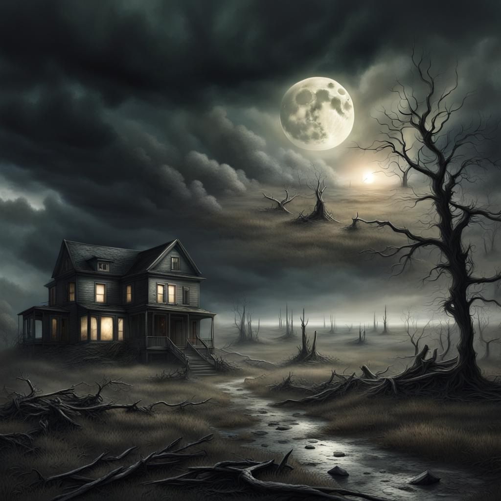 Ethereal Thunderstorm over Post-Apocalyptic Moonscape