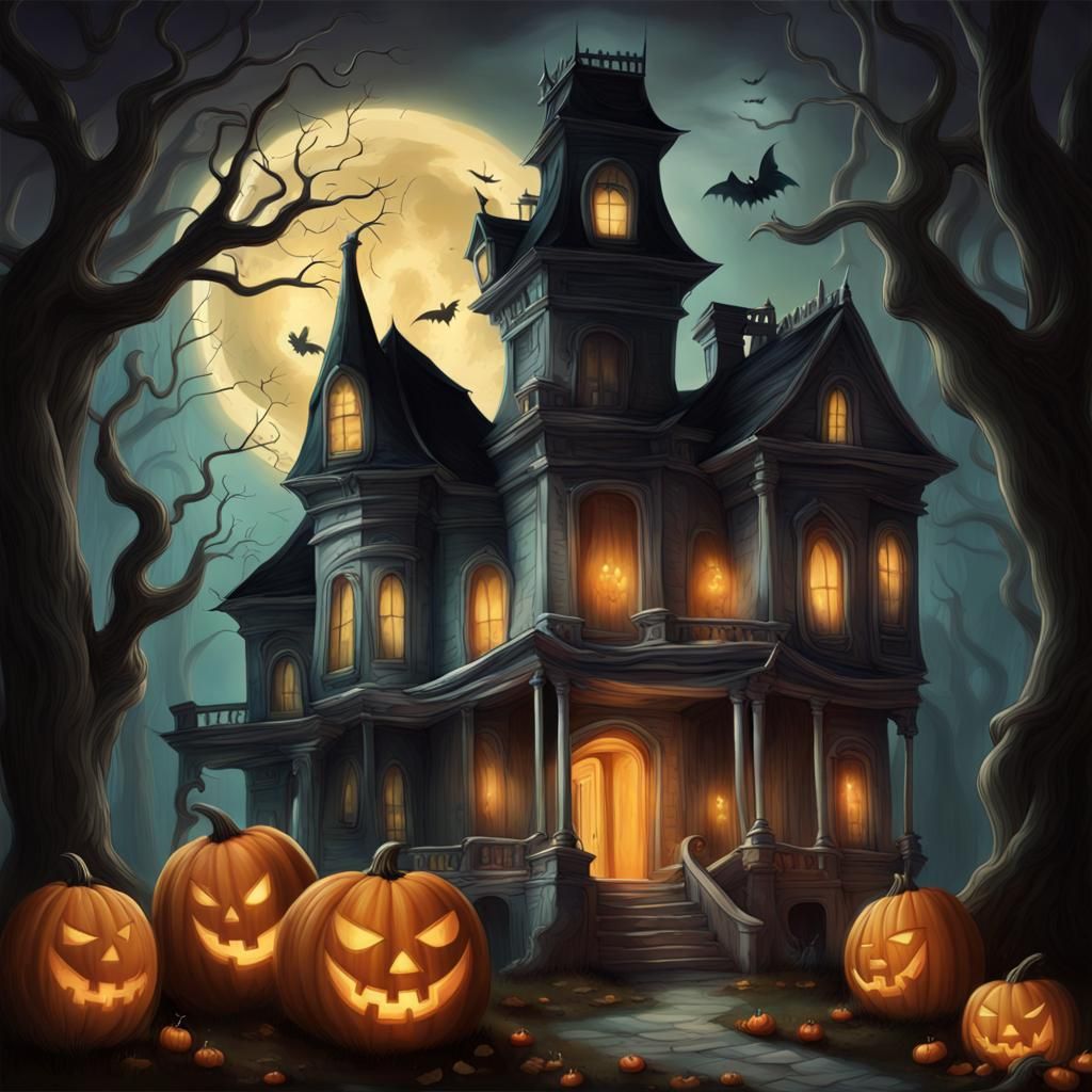 Enchanted Halloween Mansion in Fairy Tale Forest