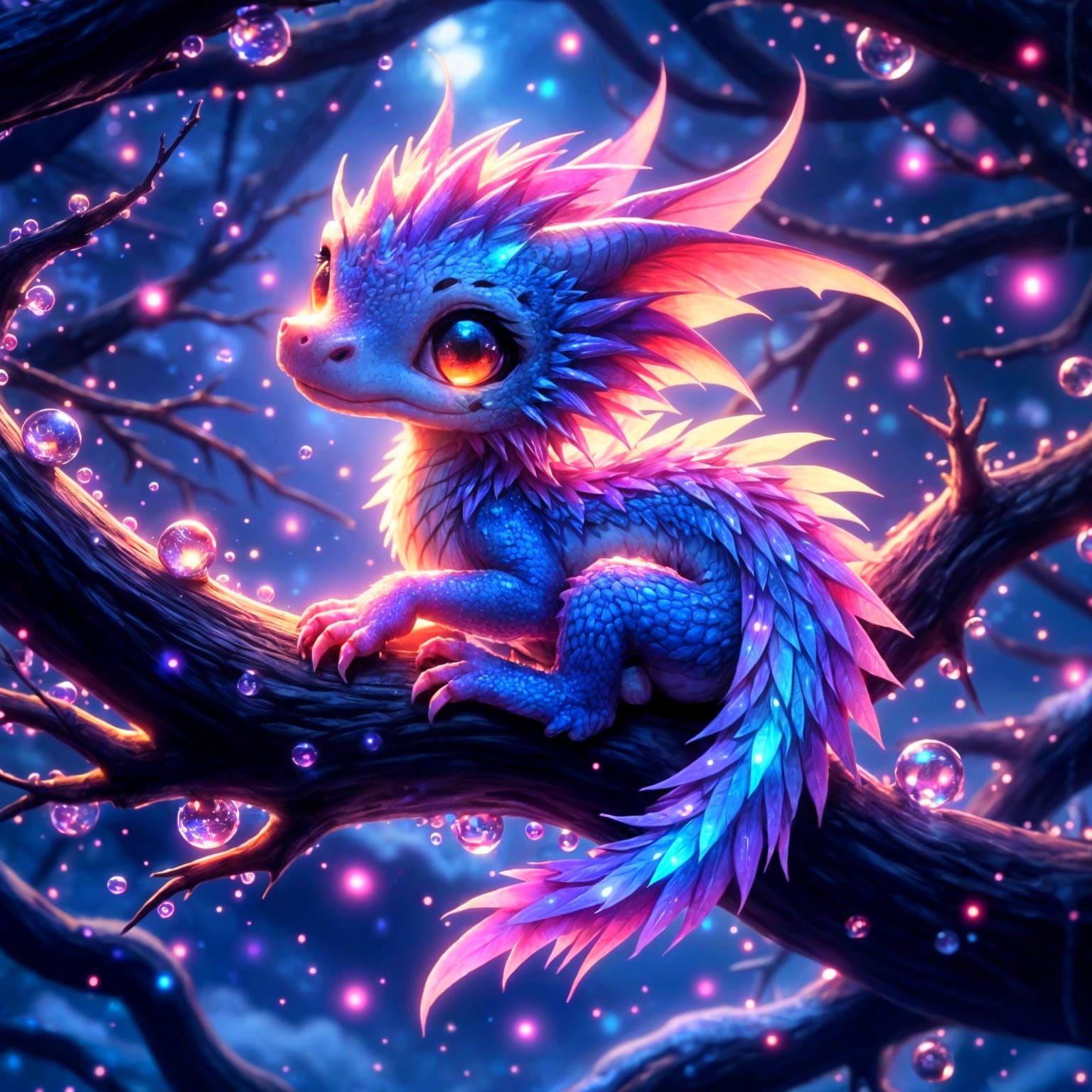Dreamlike Fantasy Dragon in Whimsical Anime Style
