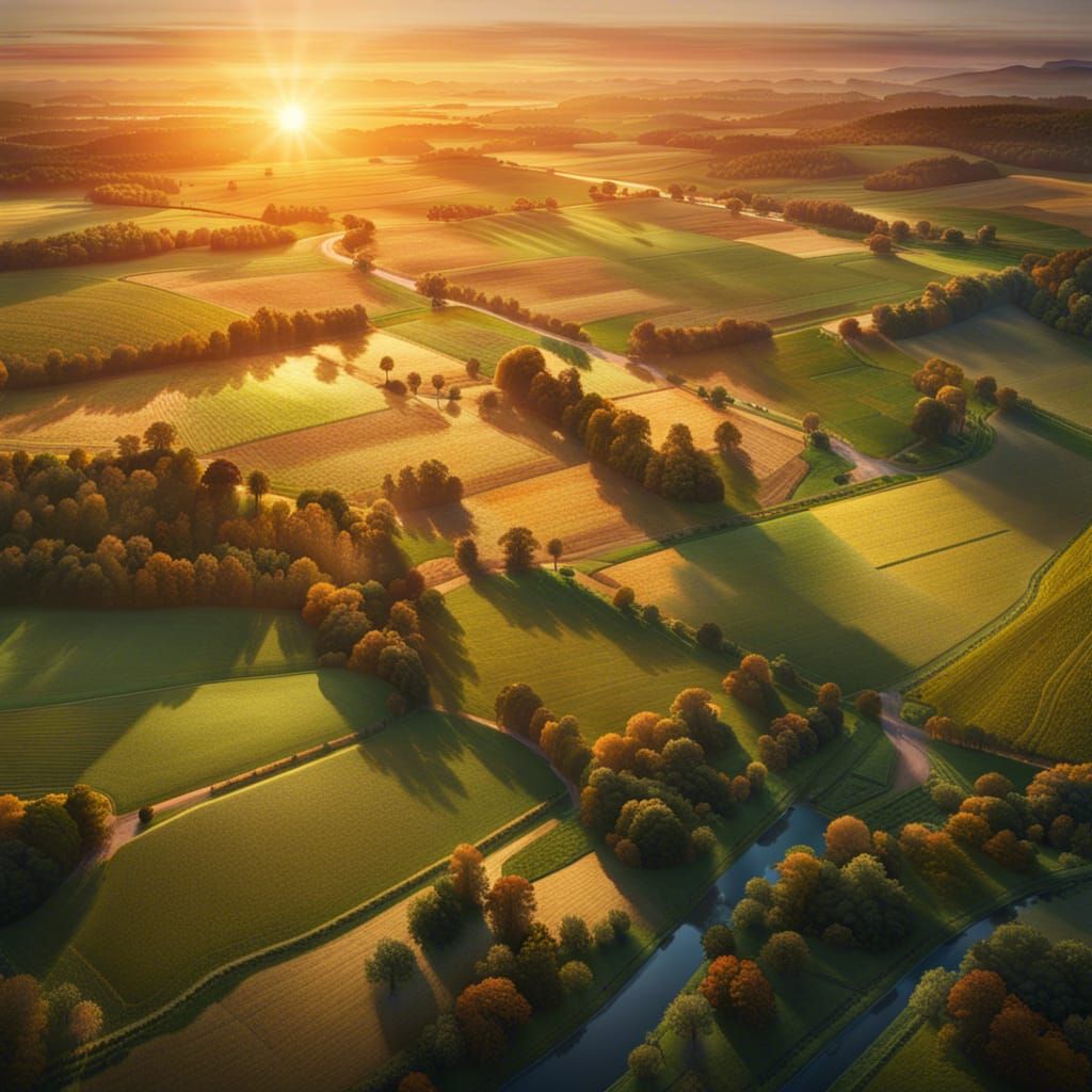 Sunrise Over Farmland: Graffiti Art Landscape