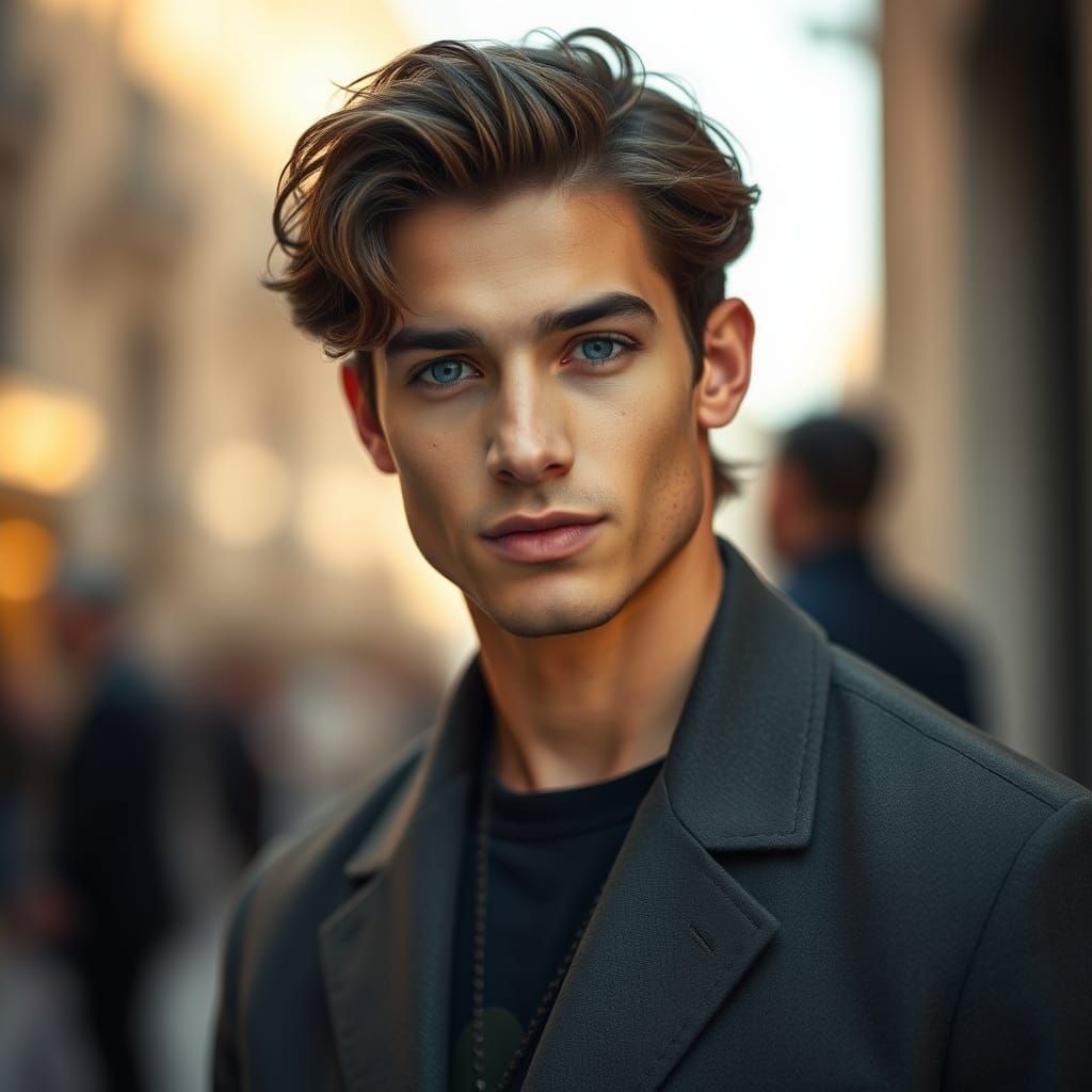 Attractive Young Man in High-Fashion Editorial Style