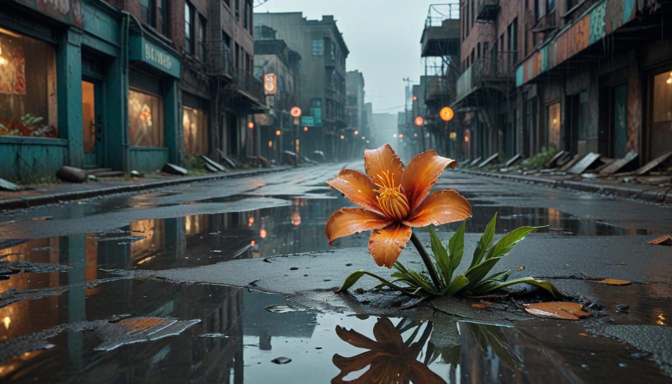 Ethereal Bloom in Post-Apocalyptic Wasteland