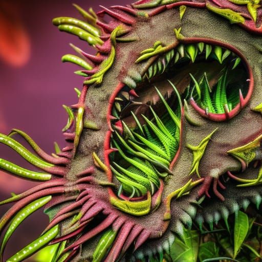 Hyperrealistic Alien Jungle Plant Monster in HDR