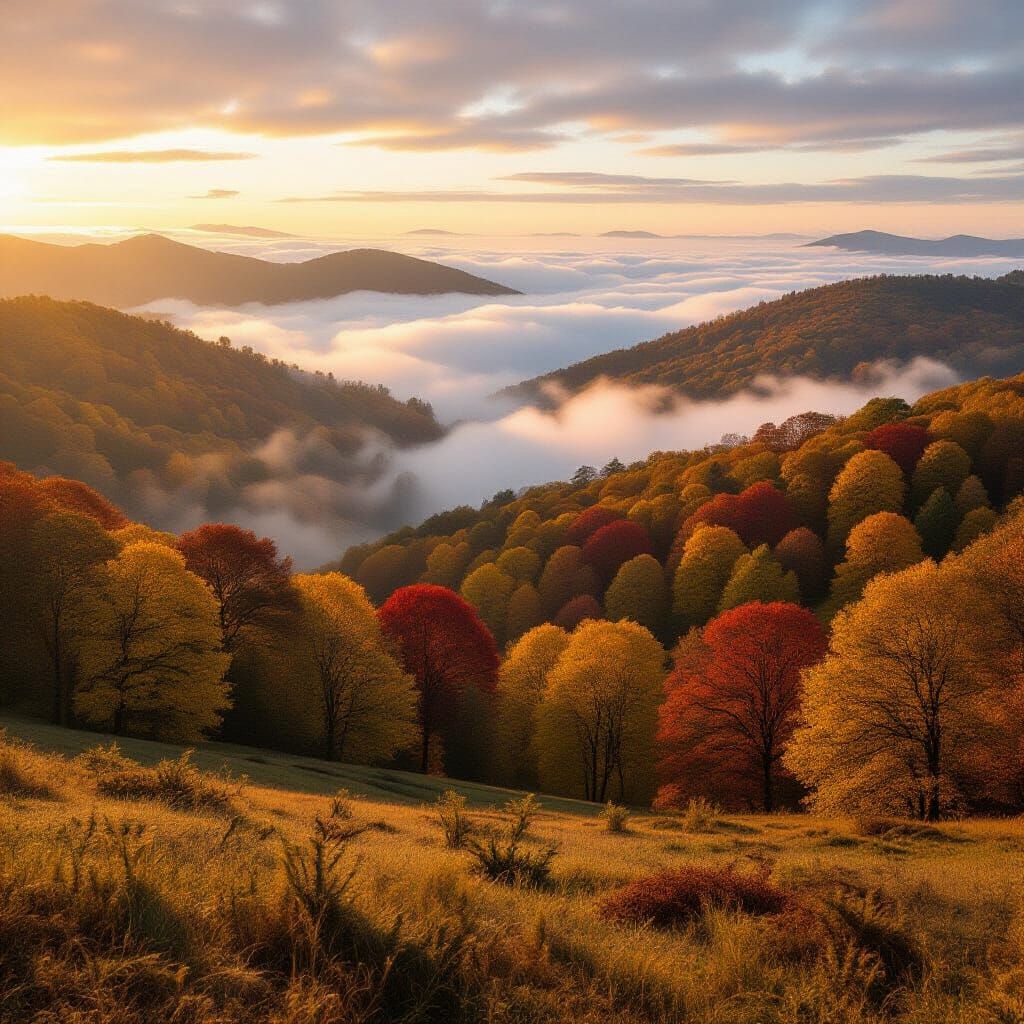 Autumn Hills in Golden Dawn Light