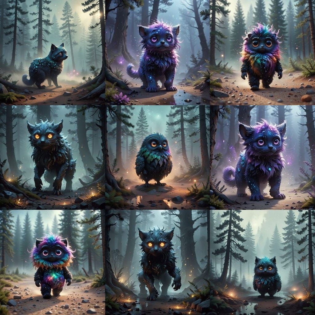 Cute Galaxy Creature Emerges From Forest Mist