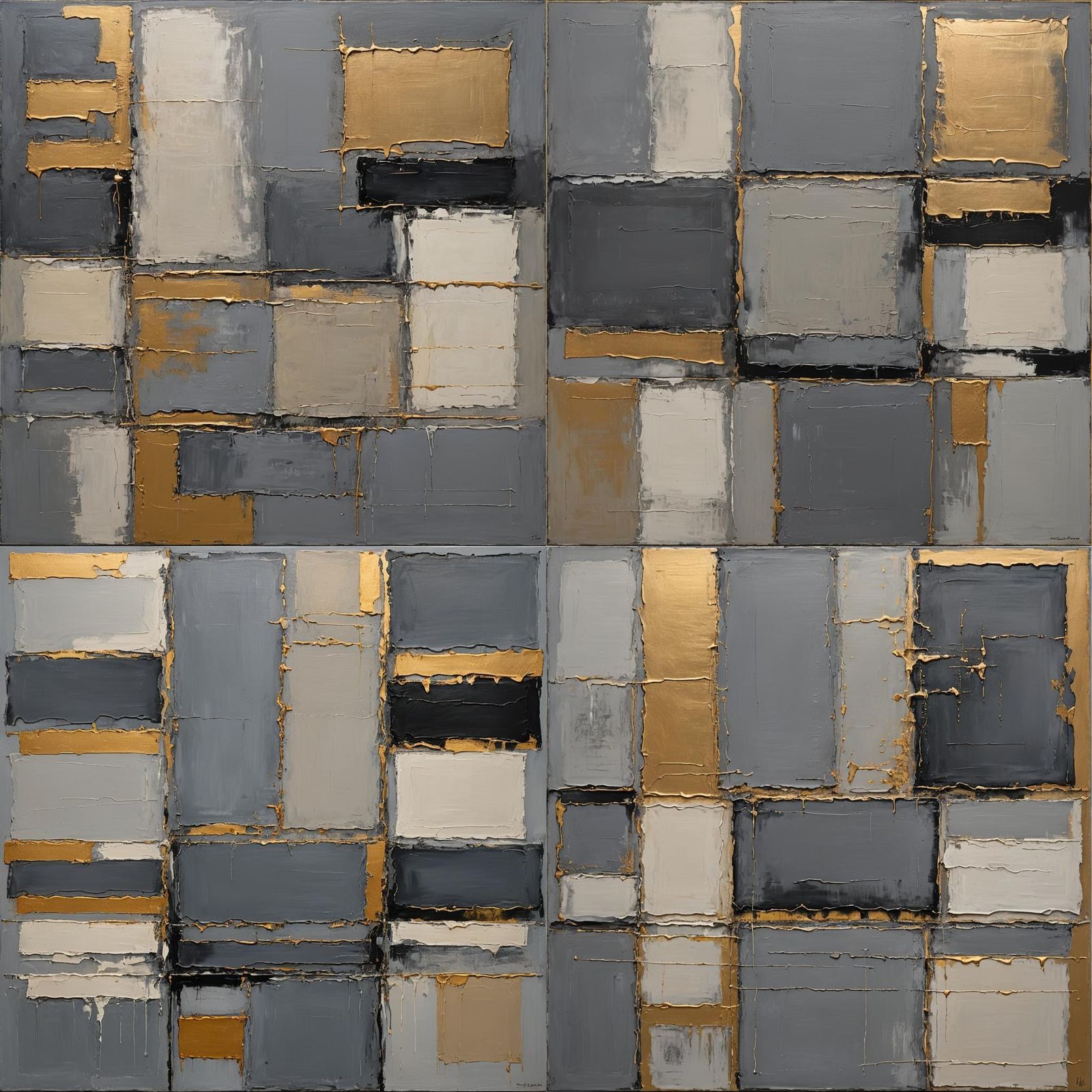 Abstract Painting in Rothko Style with Gold Accents