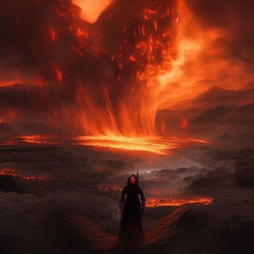 Epic Fire and Ice God in Darkness