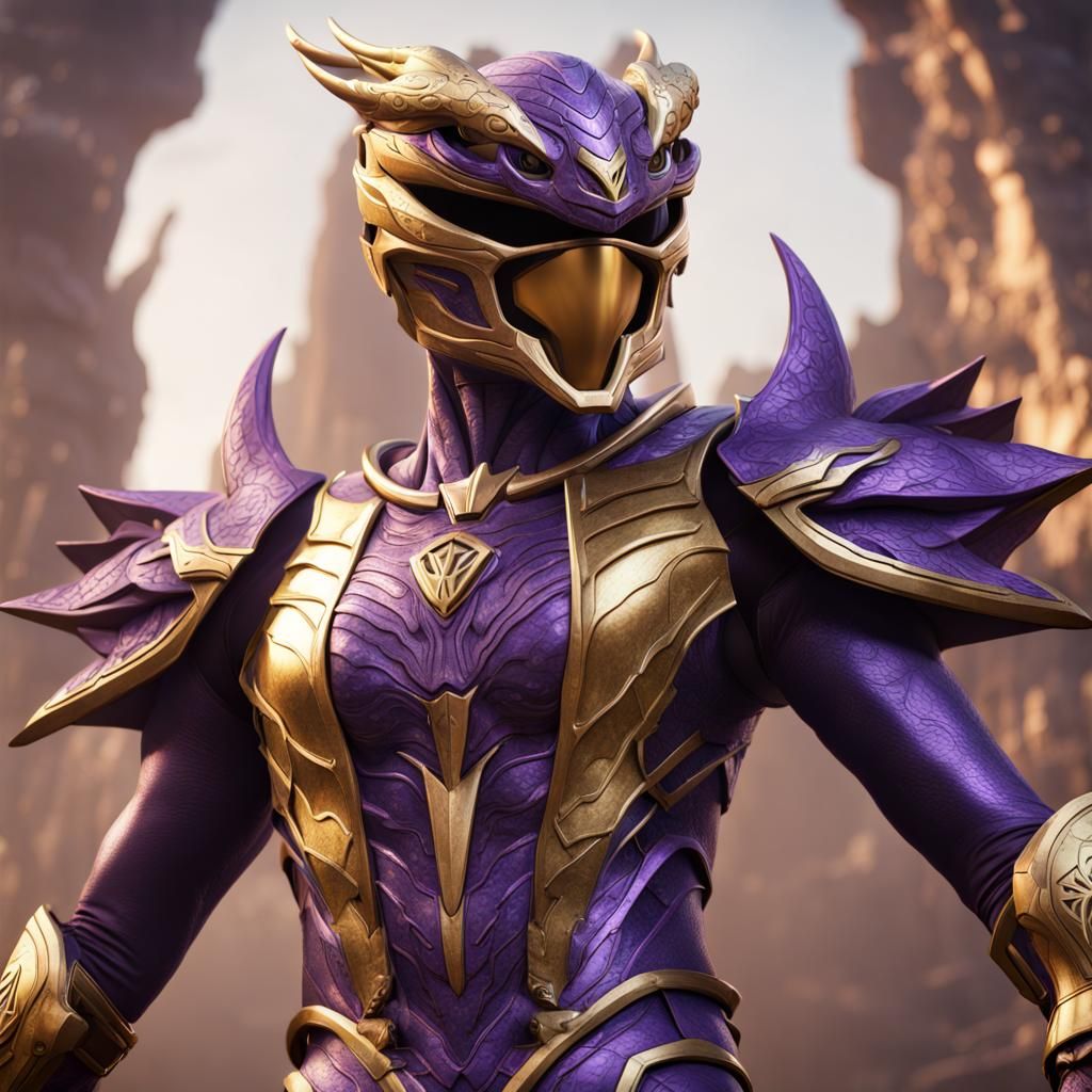 Purple and Gold Dragon Power Ranger Superhero