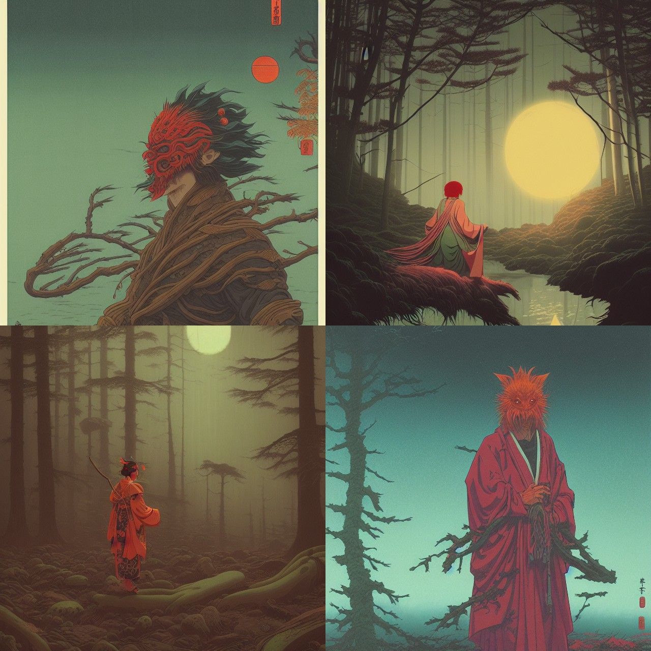 Hyperdetailed Druid in Ukiyo-e Style