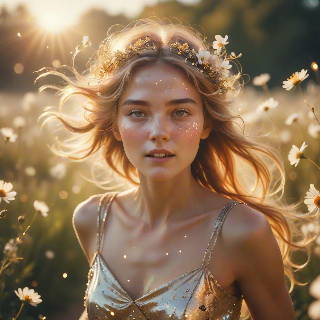 Ethereal Woman Running in Dreamy Surrealism