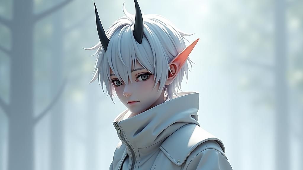 Icy Demon Portrait in Anime Style