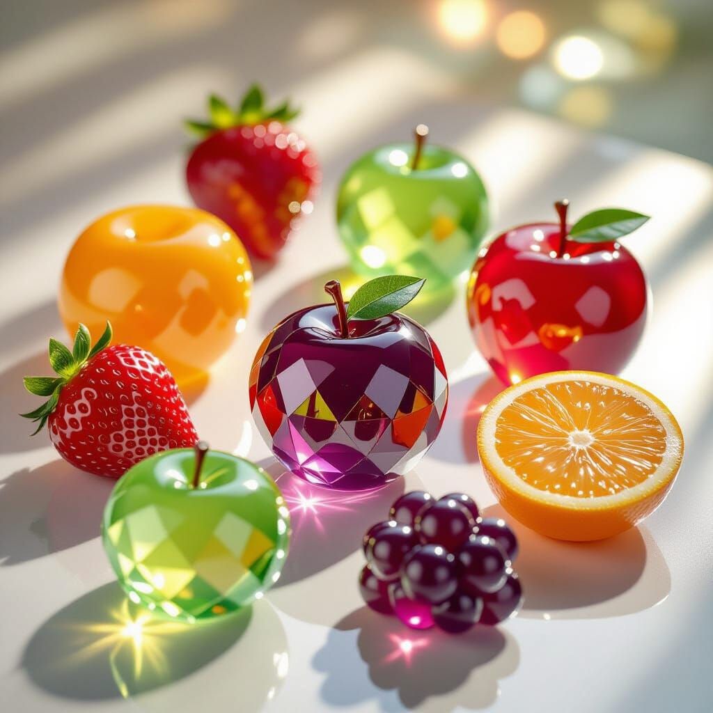 Sparkling Diamond Fruits in Magical Light