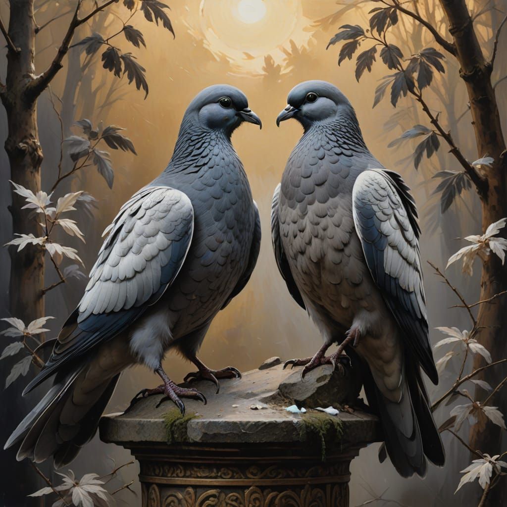 Majestic Doves in Golden Light