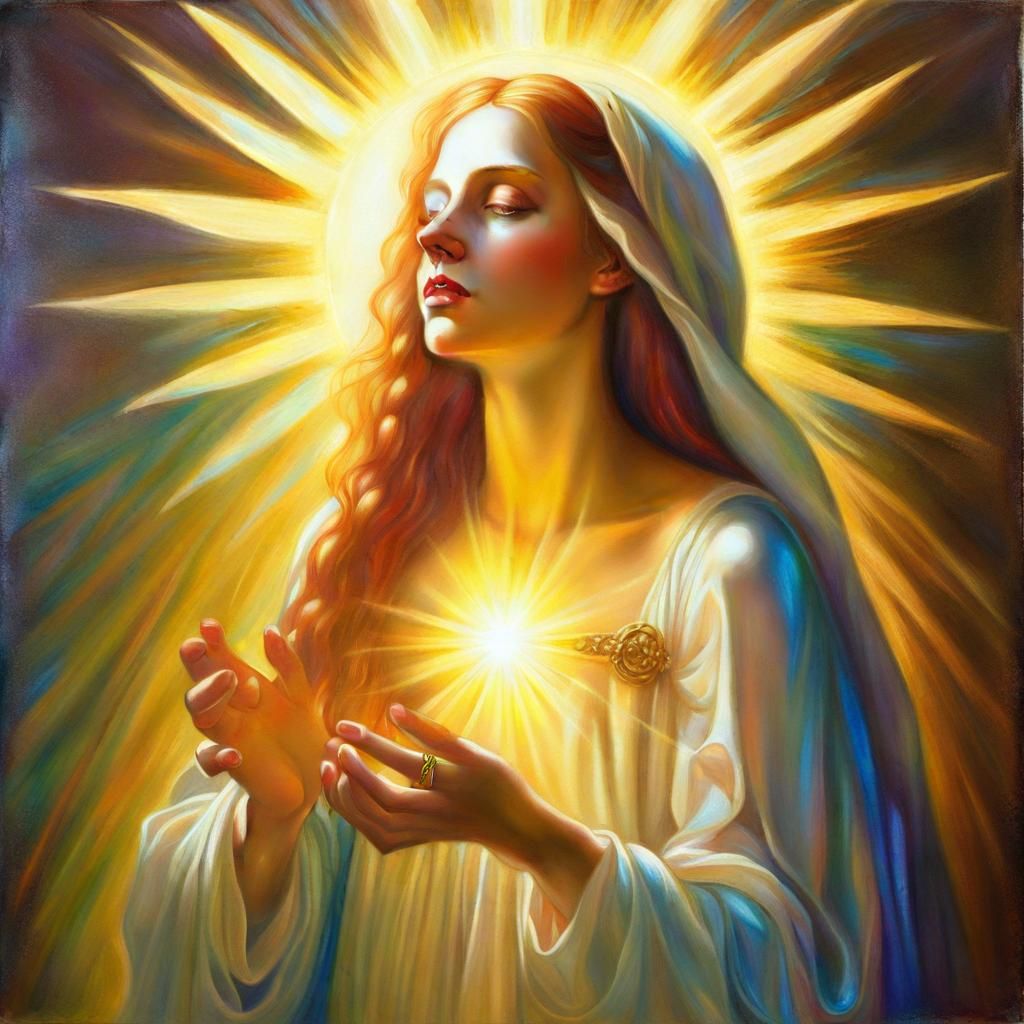 Mary Magdalene in Renaissance Style with Iridescent Fairycor...
