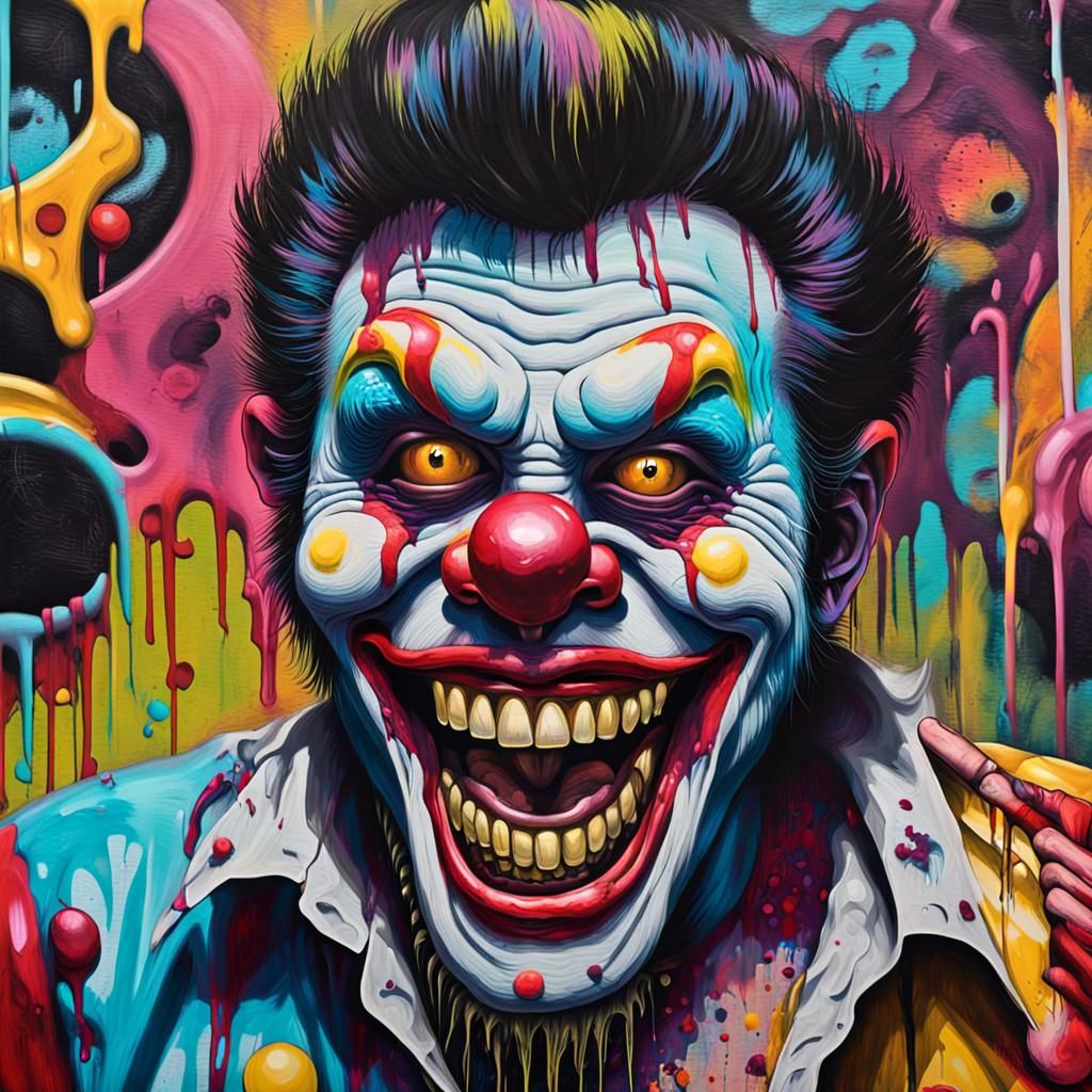 Zombie Monkey Elvis Clown in Graffiti Art