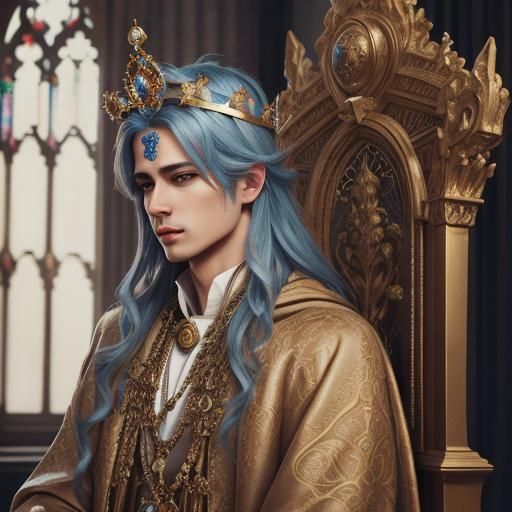 Majestic Fairy High Priest Portrait in Ornate Throne Room
