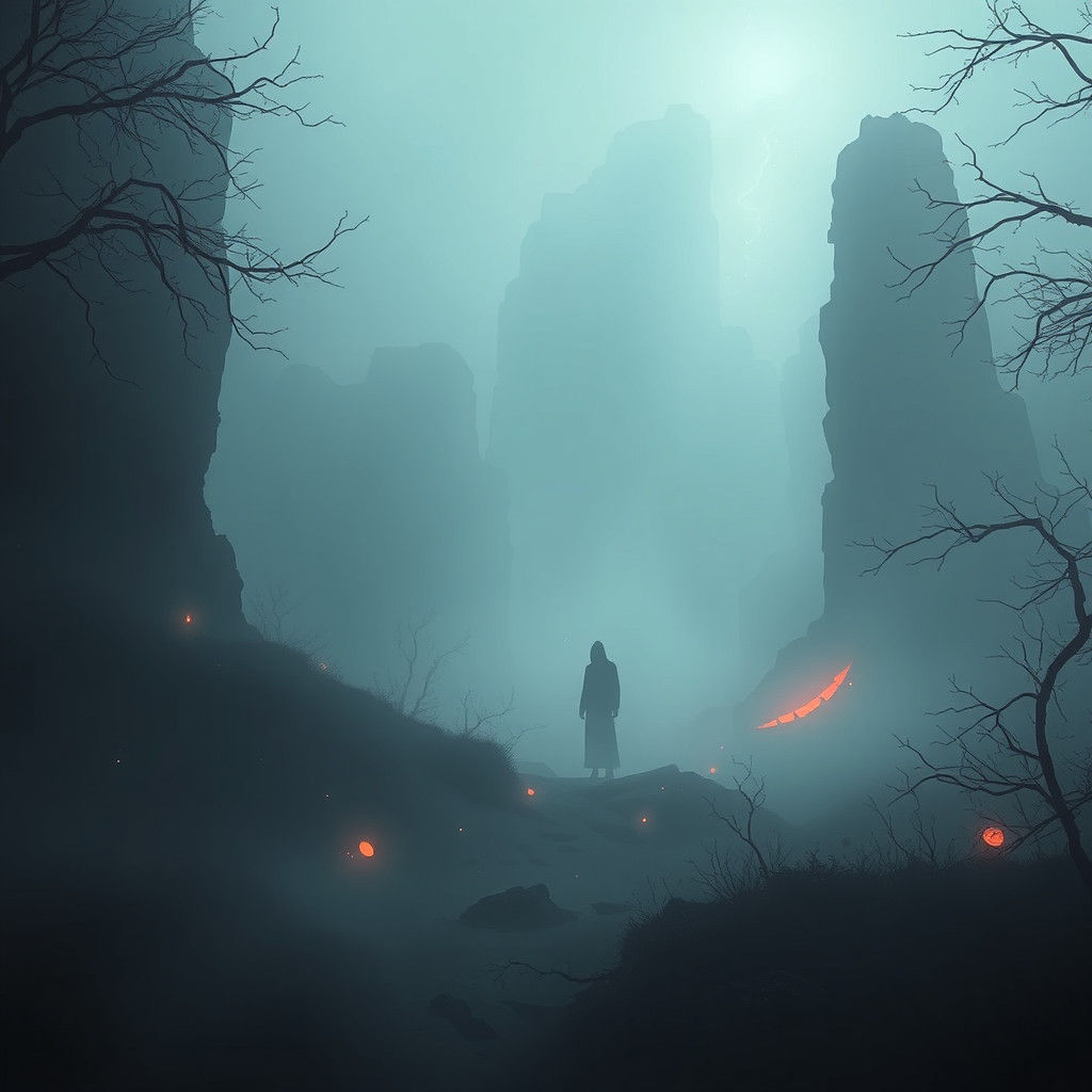 Ethereal Specter in Monochromatic Dreamscape