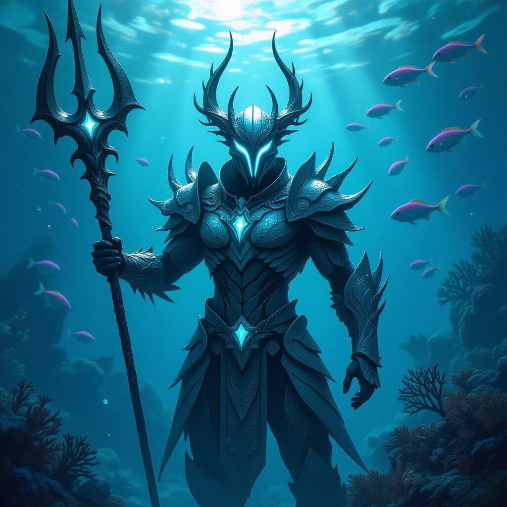 Coral Warframe in Bioluminescent Underwater Forest