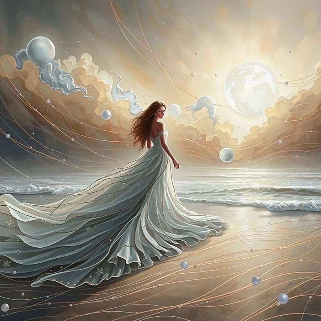 Woman in Elaborate Dress, Romantic Realism Style