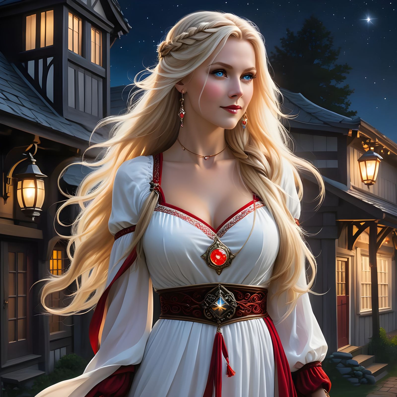 Norse Goddess Portrait with Lantern Light