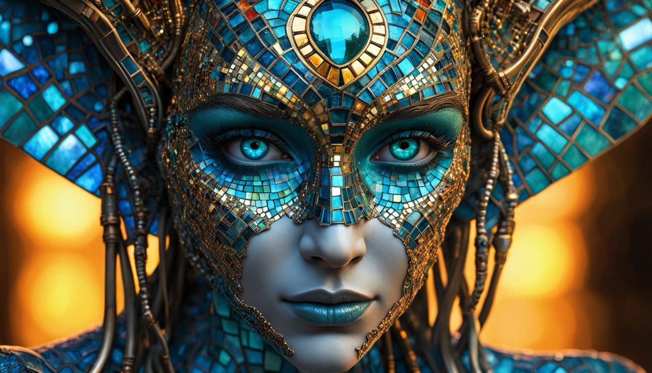 Ethereal Siren in Cyber-Glass Portrait