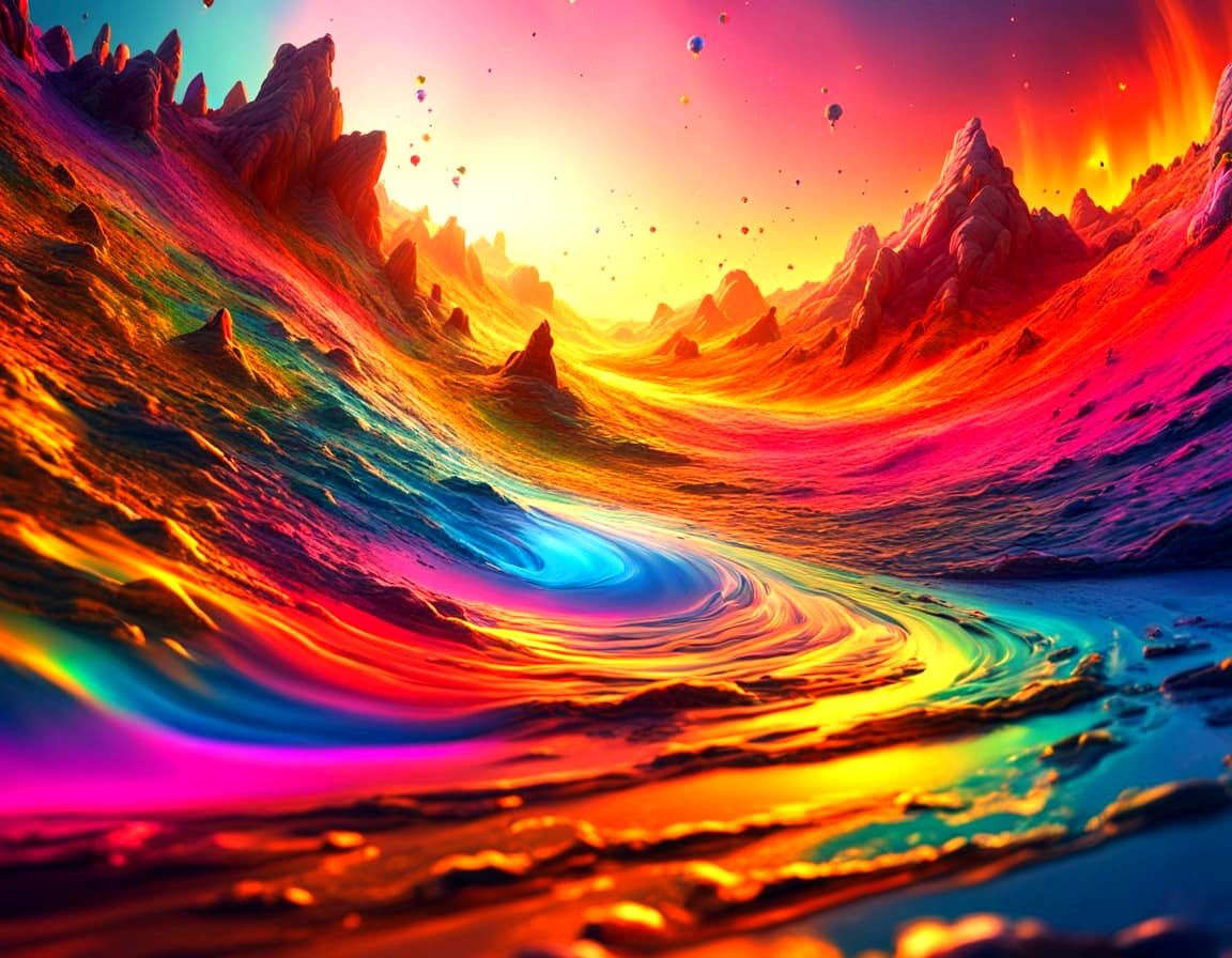 Iridescent Rainbow Landscape Art