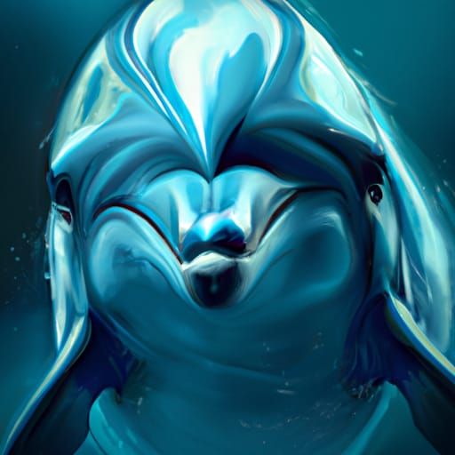 Blue Ocean Dolphin Portrait in Detailed Concept Art