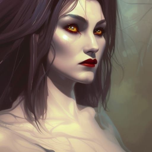 Vampire Lady Portrait in Art Nouveau Style