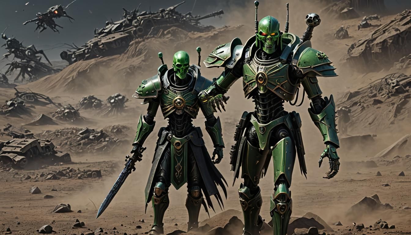 Necron Overlord on Battlefield in Hyperrealism