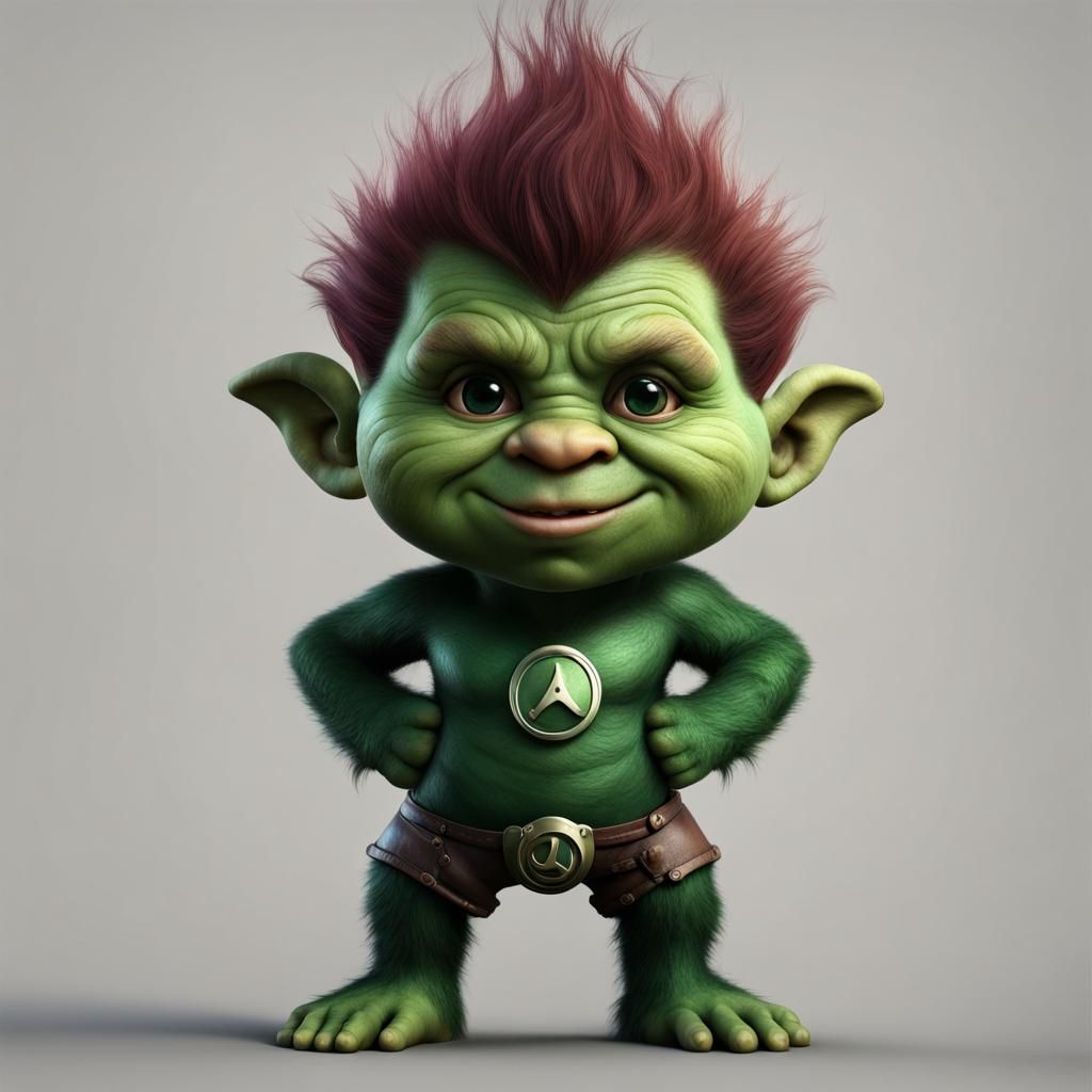 Hyperrealistic Cute Trolls as Hal Jordan